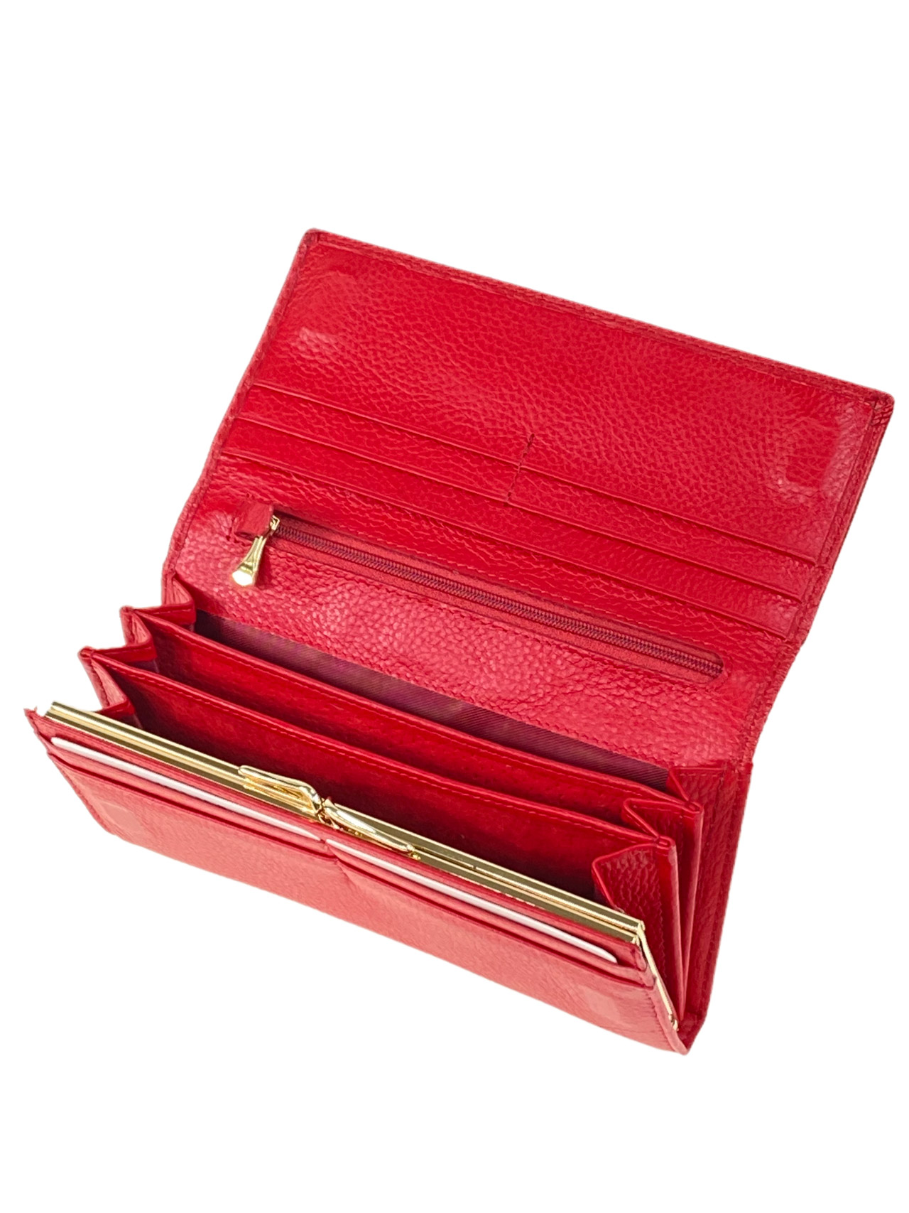 На фото 2 - Женское портмоне из натуральной кожи, цвет красный