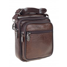 На фото 1 - Кожаная мужская сумка на пояс, цвет коричневый