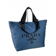 На фото 1 - Текстильная сумка шоппер на молнии, цвет синий