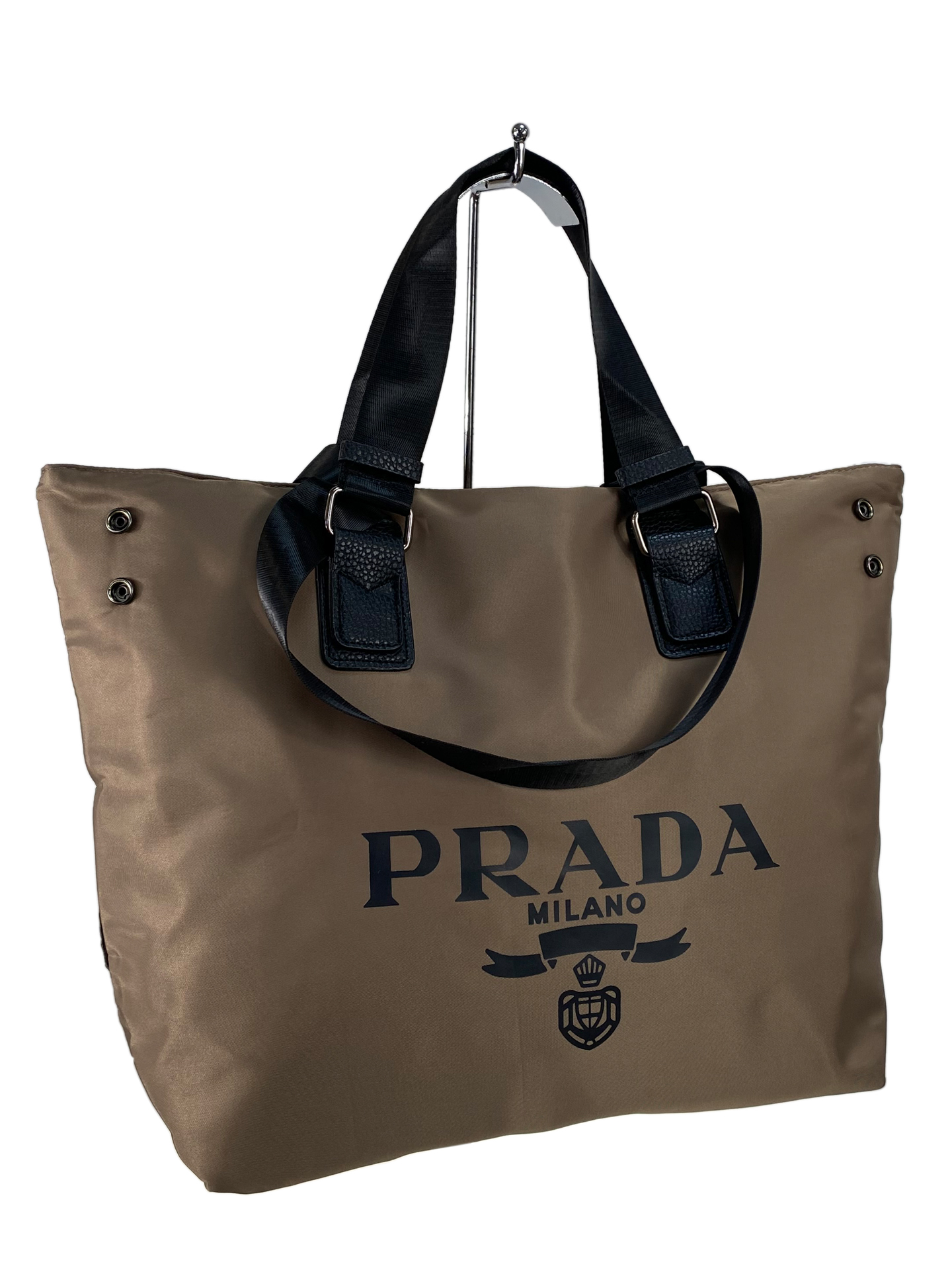 На фото 1 - Текстильная сумка шоппер на молнии, цвет  коричневый