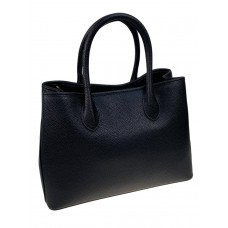 На фото 1 - Женская сумка тоут из натуральной кожи, цвет черный