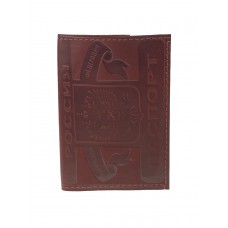 На фото 1 - Обложка для паспорта из натуральной кожи, цвет коричневый