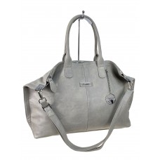 На фото 1 -  Женская сумка из искусственной кожи, цвет светло серый