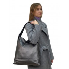 На фото 1 - Женская сумка из натуральной кожи, цвет  графит