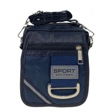 На фото 1 - Спортивная поясная сумка из текстиля, цвет черный с синим 