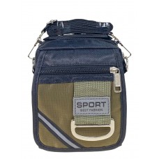 На фото 1 - Спортивная поясная сумка из текстиля, цвет черный с зеленым 
