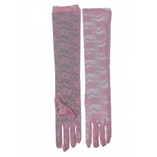 На фото 1 - Гипюровые длинные женские перчатки, цвет  розовый