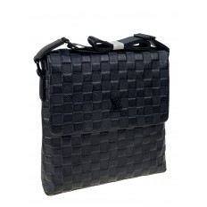 На фото 3 - Мужская сумка планшет из натуральной кожи, цвет черный 