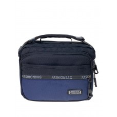 На фото 1 - Мужская сумка из текстиля, цвет черный с синим