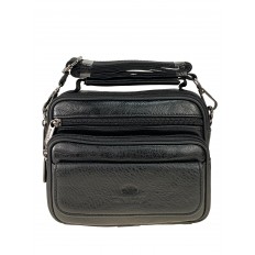 На фото 2 - Кожаная мужская сумка для документов, цвет чёрный