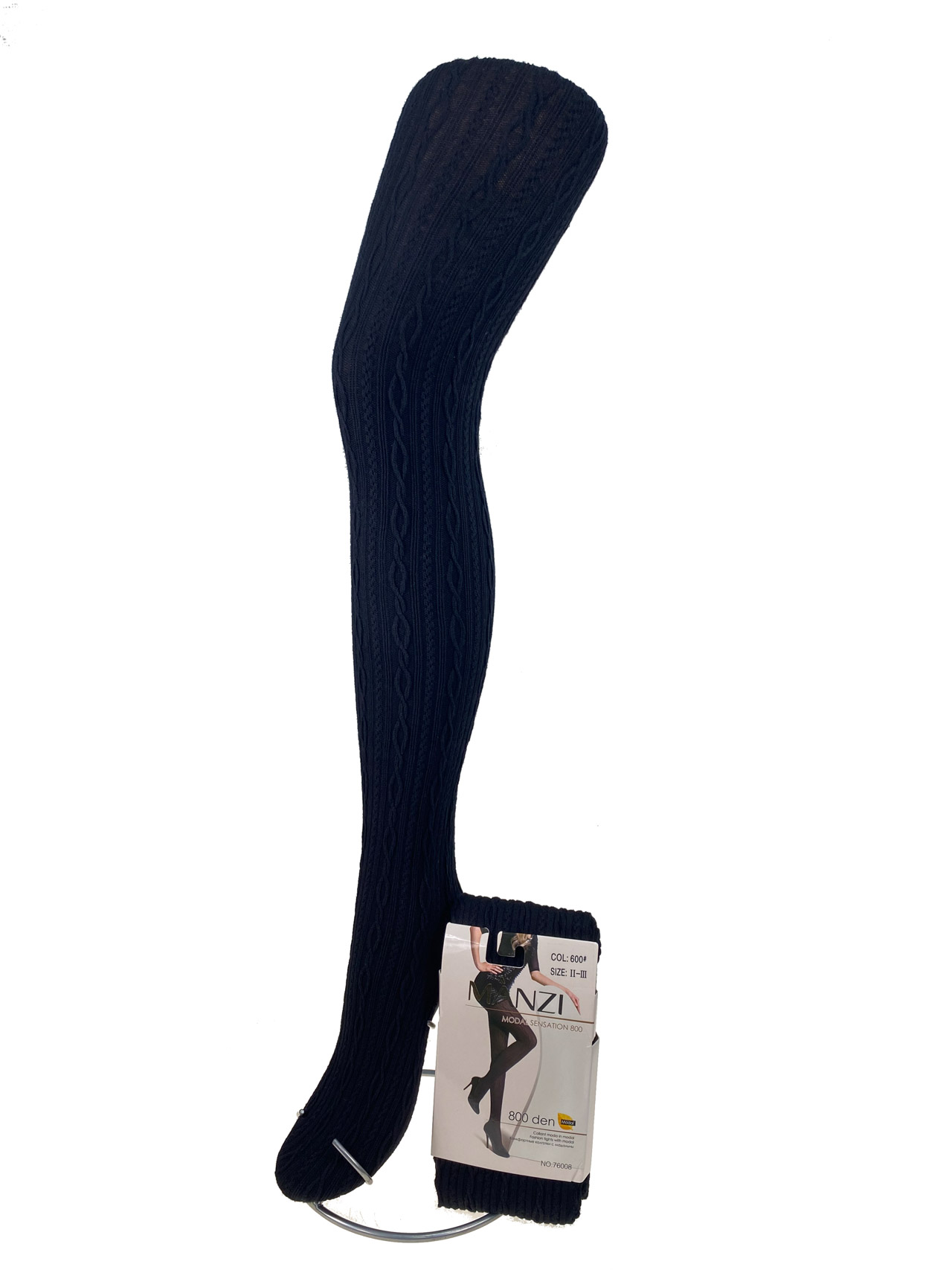 На фото 1 - Теплые женские колготки с ажурным рисунком, цвет черный