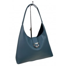 На фото 1 - Женская сумка шоппер из натуральной кожи, цвет голубой