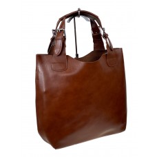На фото 1 - Женская сумка шоппер из натуральной кожи, цвет рыжий