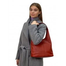 На фото 1 -  Женская сумка шоппер из натуральной кожи, цвет коралловый