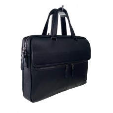 На фото 1 - Мужской деловой портфель из натуральной кожи, цвет чёрный