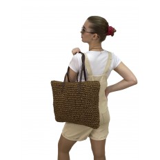 На фото 3 - Летняя сумка-шоппер из джута, цвет крафт