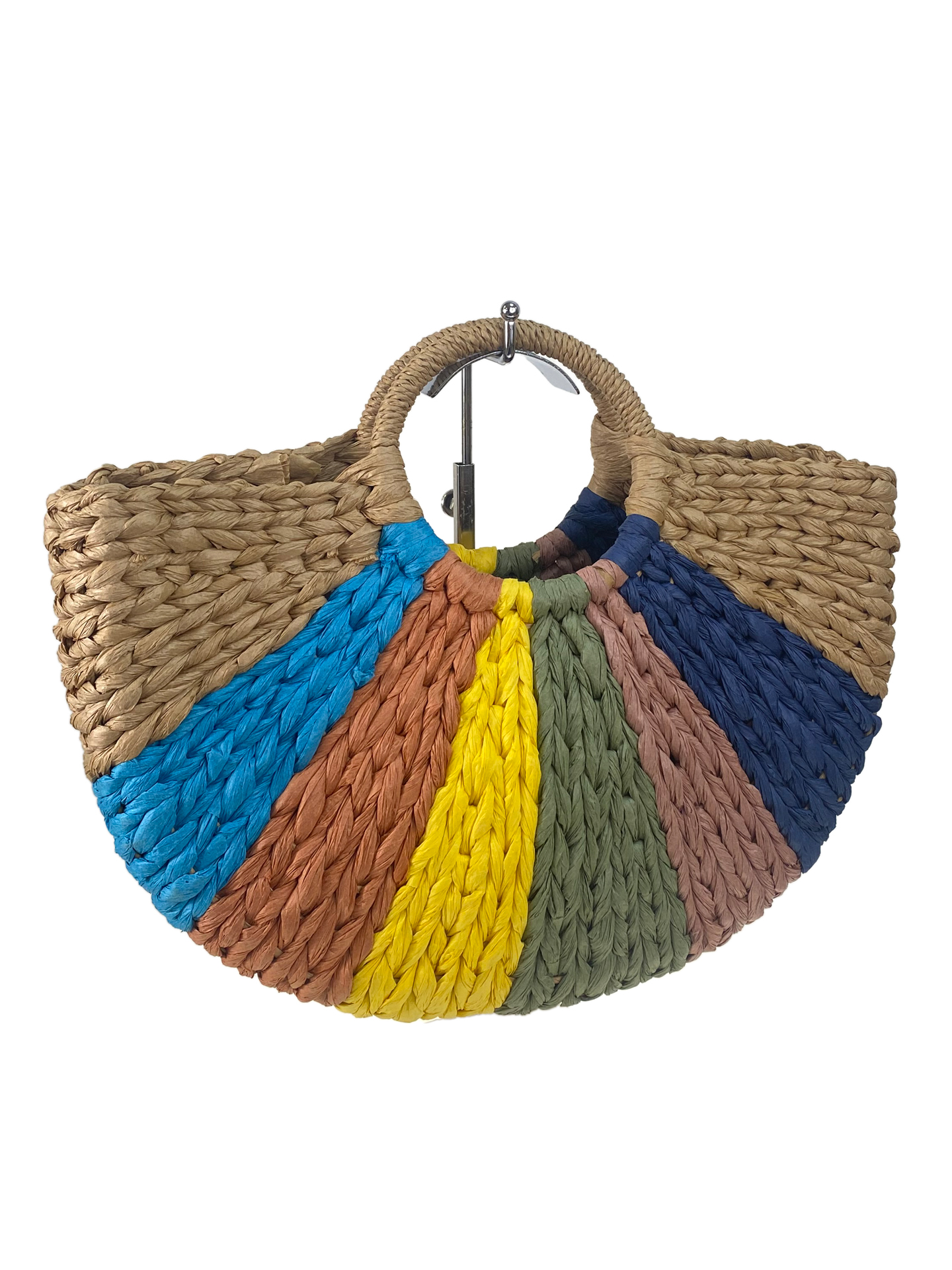 На фото 1 - Летняя плетеная сумка из джута мультицвет