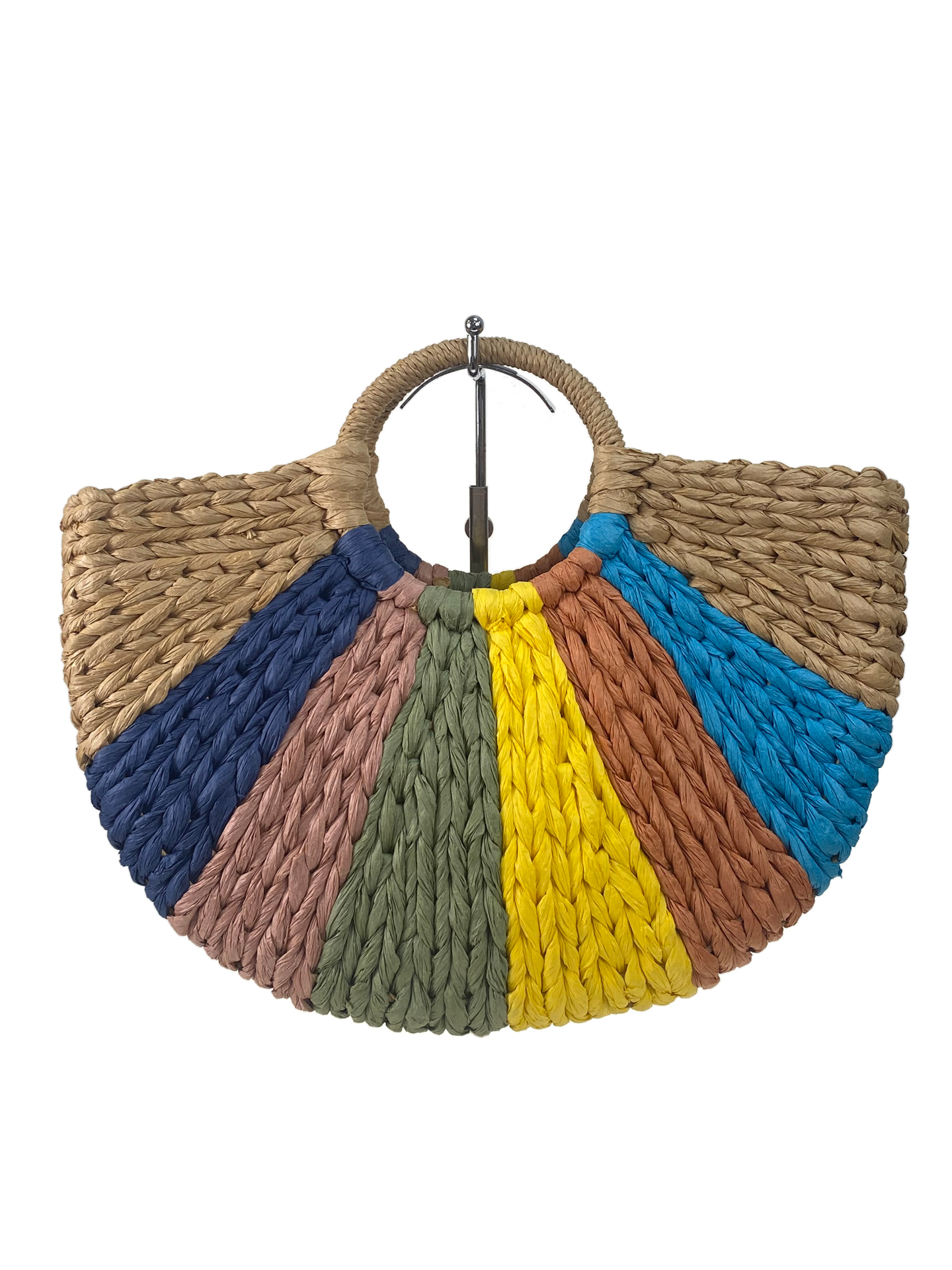 На фото 2 - Летняя плетеная сумка из джута мультицвет