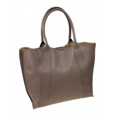 На фото 1 - Женская сумка шоппер из натуральной кожи, цвет бежевый