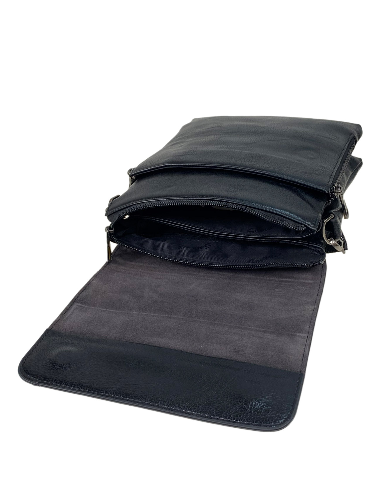 На фото 2 - Мужская сумка планшет из натуральной кожи цвет черный 